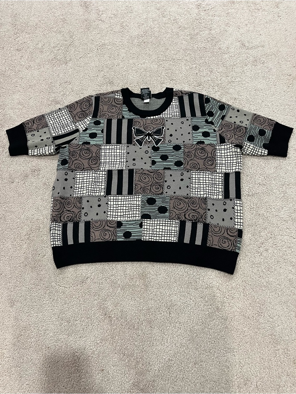 Disney Her Universe The Nightmare Before Christmas Patchwork 3/4 Sleeve Sweater